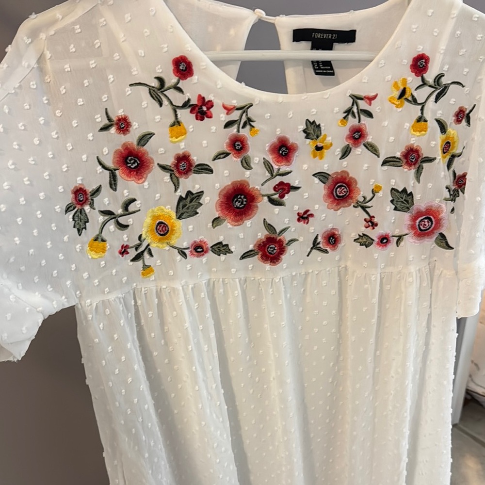 Floral Embroidered White Dress